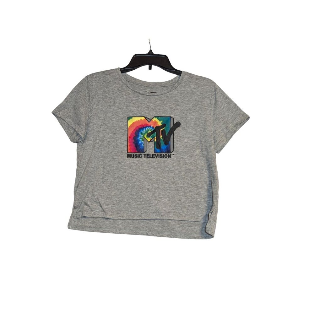 MTV Music Television Tie-Dye Logo Cropped T-Shirt L